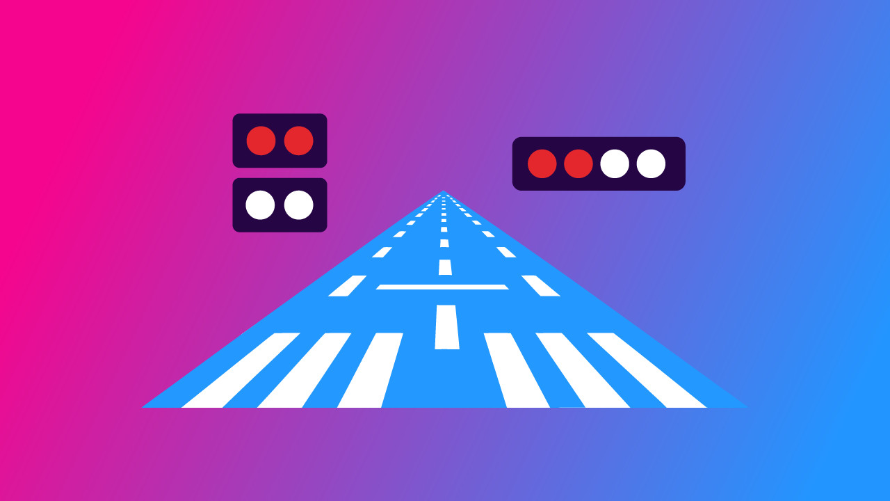 Illustration of an airport runway with Visual Approach Slope Indicator (VASI) and Precision Approach Path Indicator (PAPI) lights. For article "VASI vs. PAPI: Understanding the Differences and Similarities".