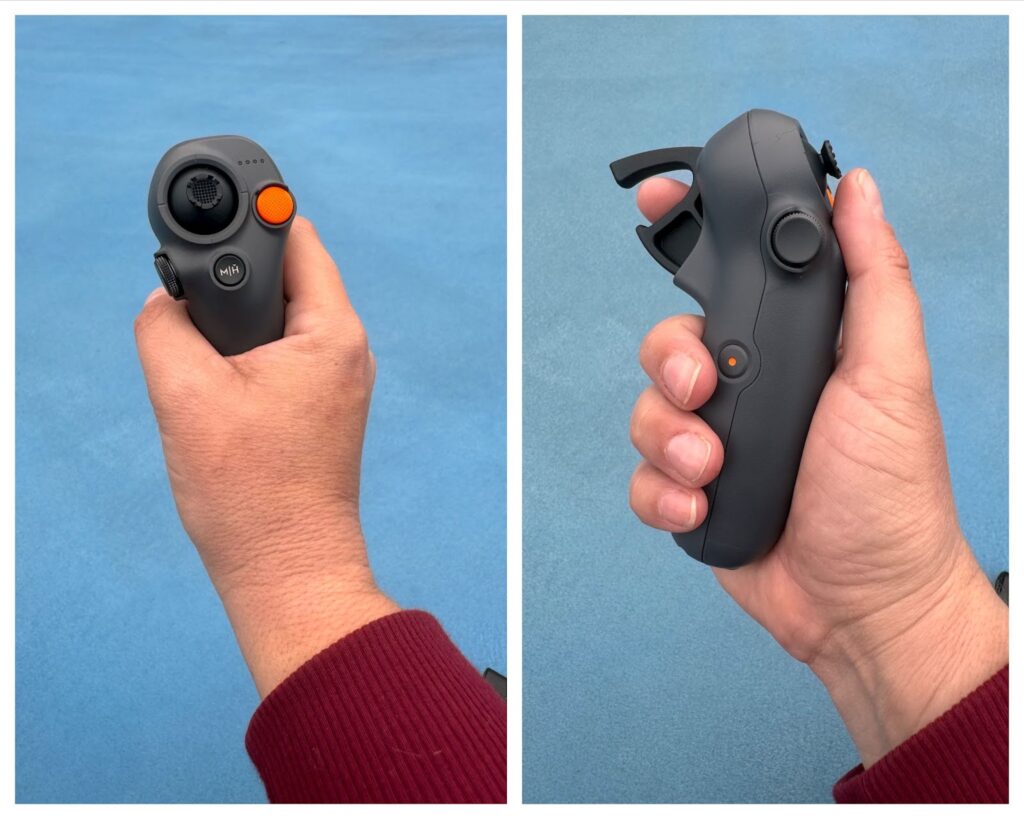 A close up view of the DJI Avata's controller.